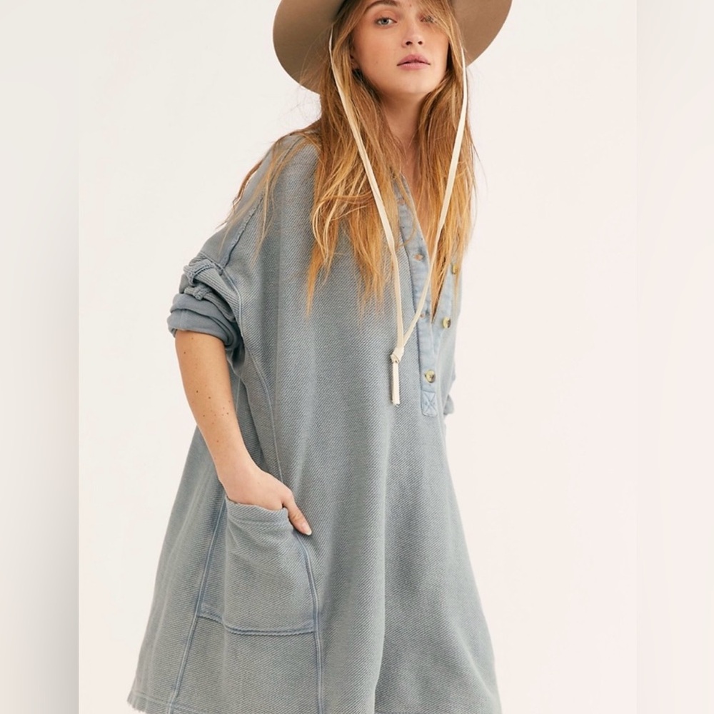 Free People Wilder oversized distressed polo